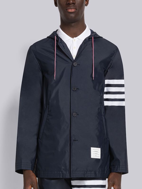 Navy Solid Swim Tech 4-Bar Hooded Anorak