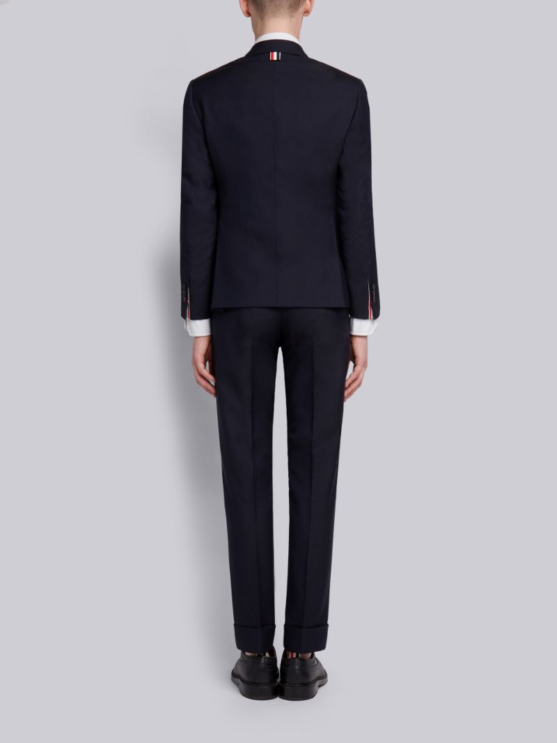 Navy Super 120's Plain Weave Wool Classic Suit | Thom Browne