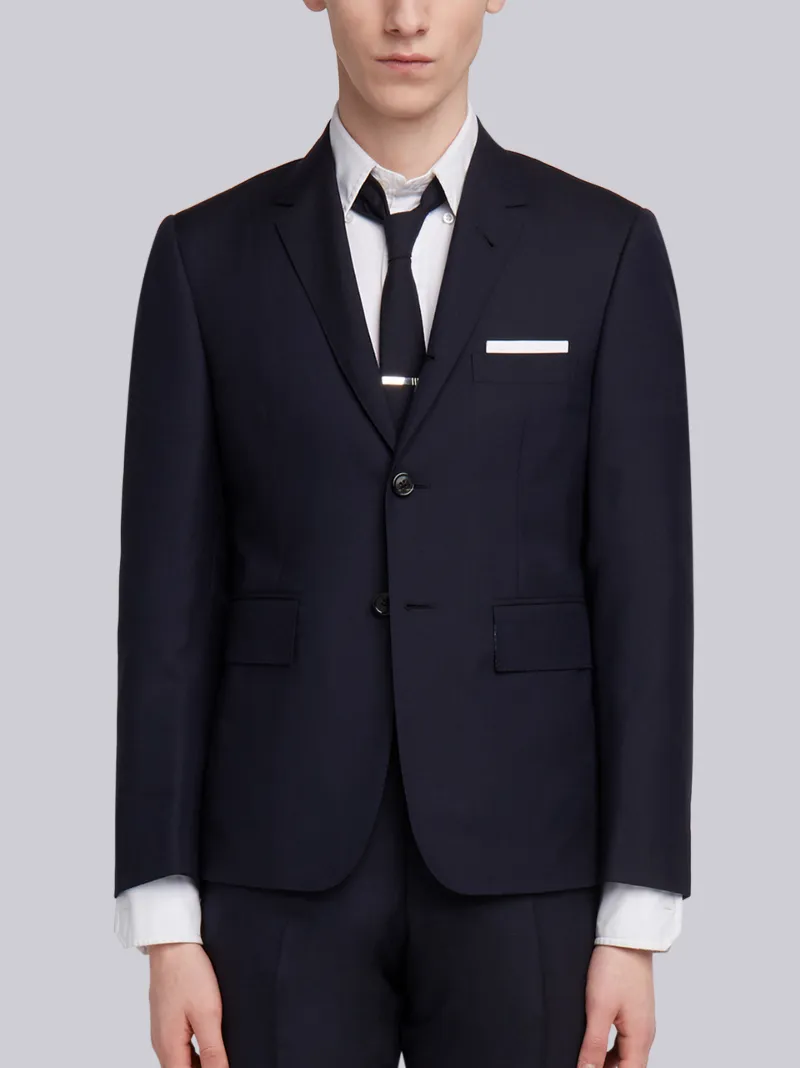 Navy Super 120's Plain Weave Wool Classic Suit | Thom Browne