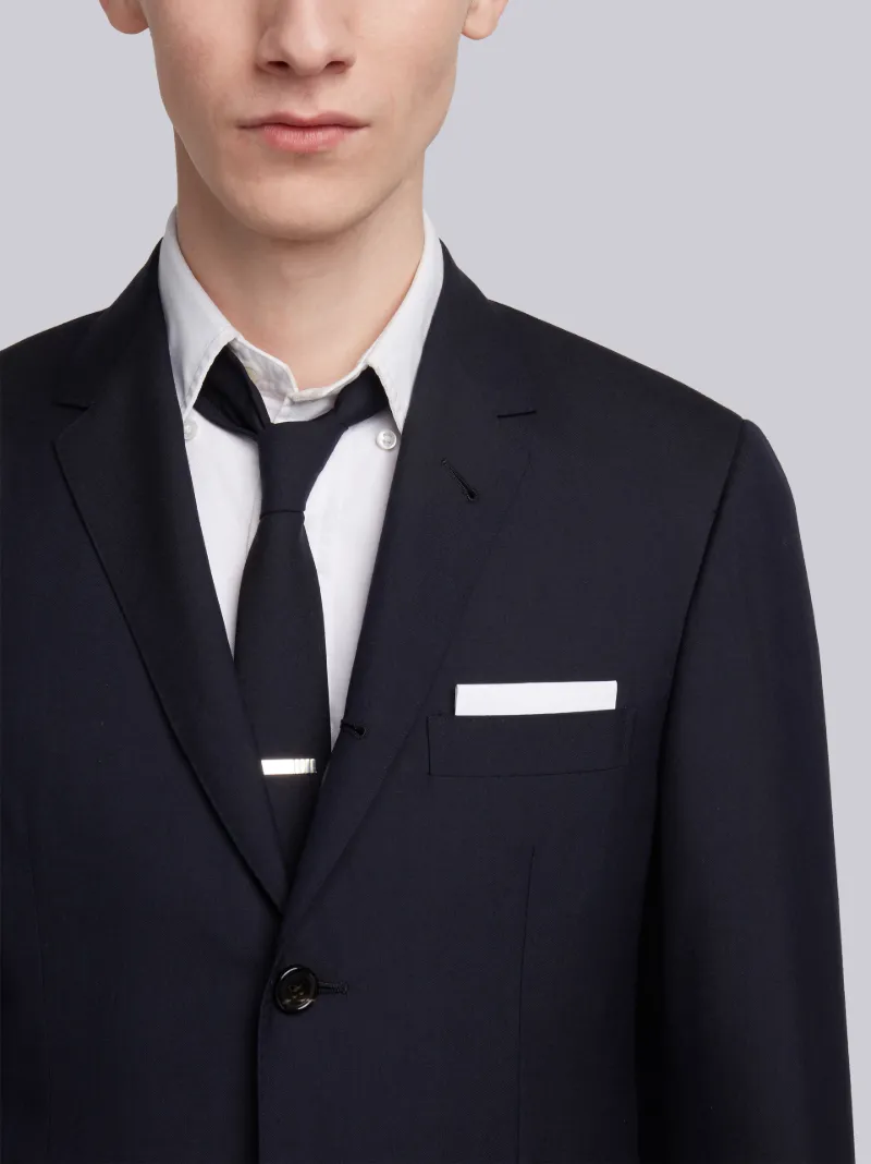 Navy Super 120's Plain Weave Wool Classic Suit | Thom Browne