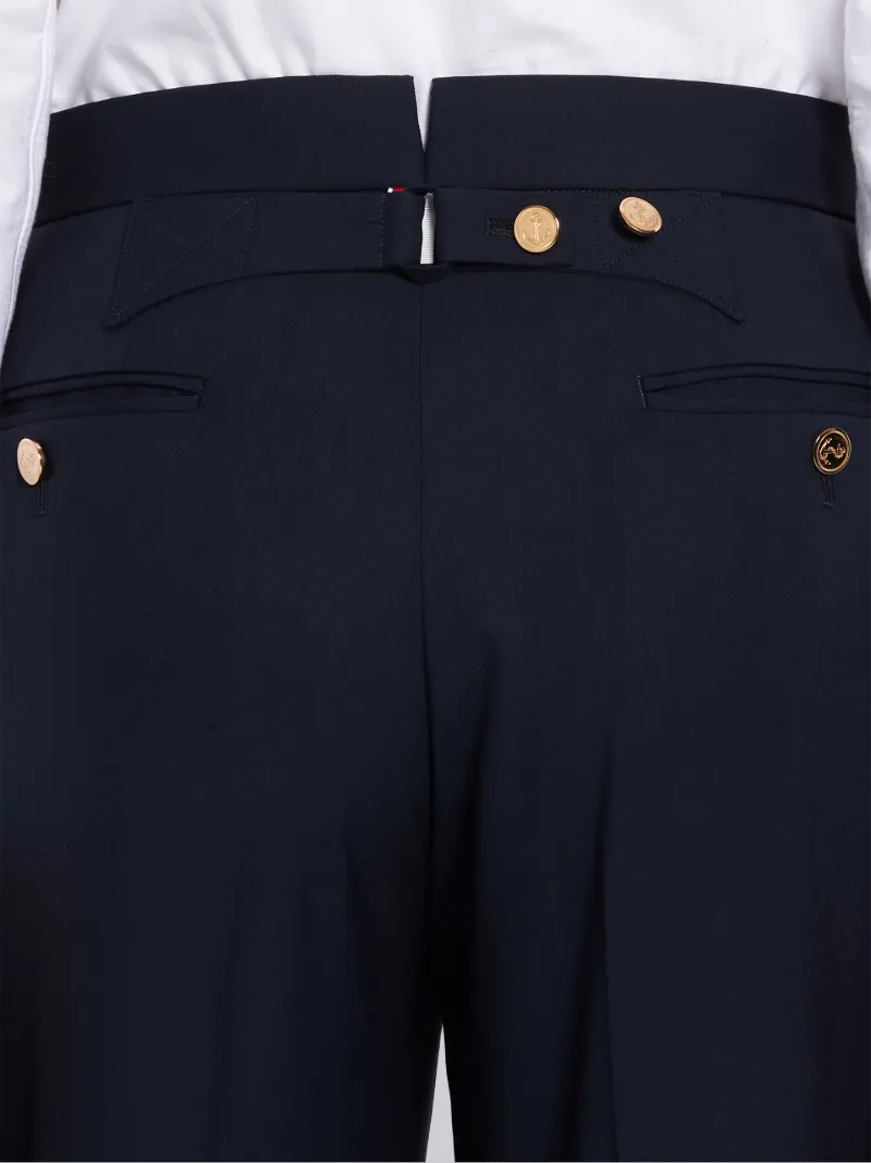 Navy Super 120s Twill Mid-rise Slim Trouser