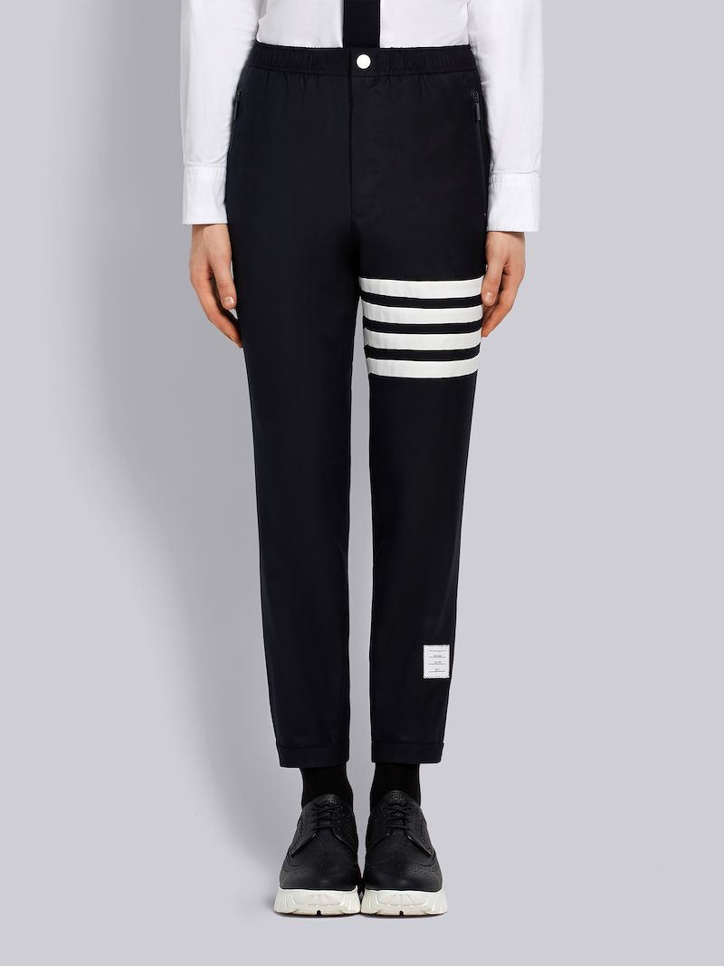 Navy Super 120's Wool Twill 4-bar Track Trouser