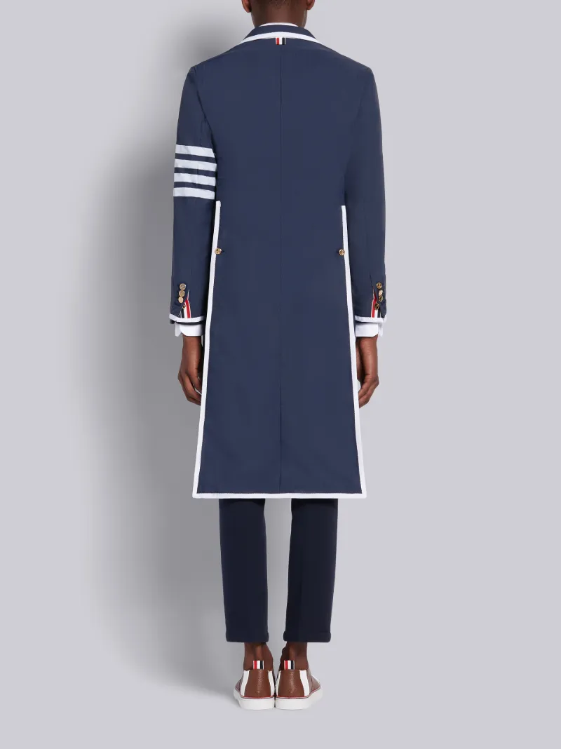 Navy Unconstructed Contrastig 4-Bar Overcoats