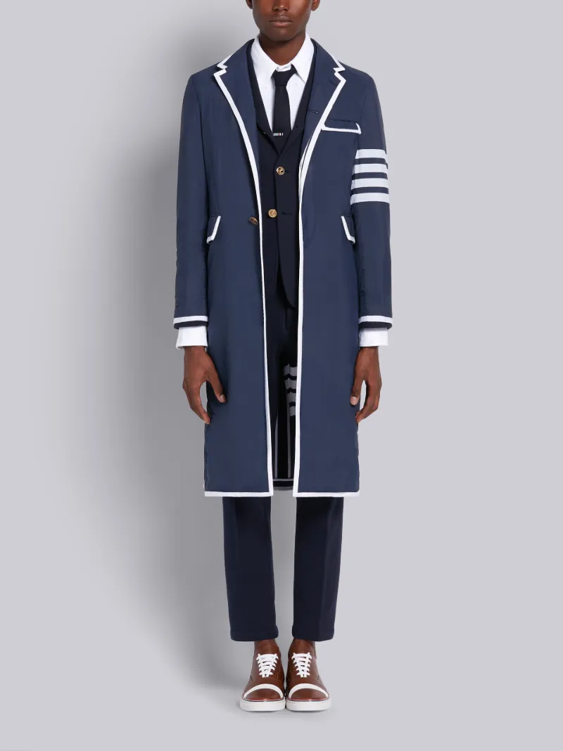 Navy Unconstructed Contrastig 4-Bar Overcoats