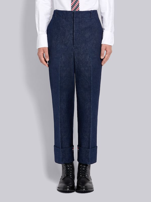 navy cuffed trousers