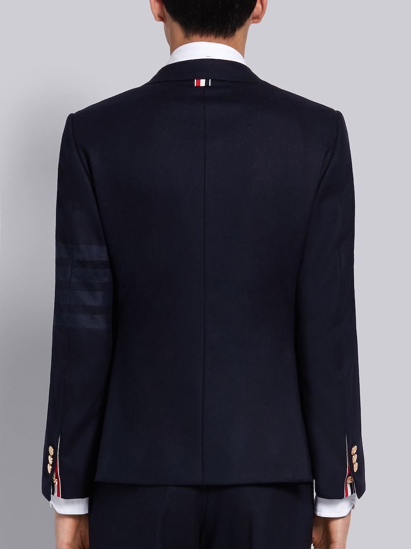 Navy Wool Cashmere Flannel Classic Tonal 4-Bar Sport Coat