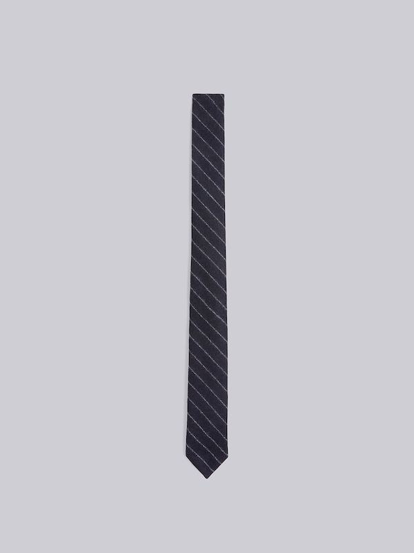 Navy Wool Flannel Tonal Ground Chalk Stripe Classic Tie