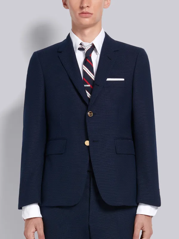 Navy Wool Hopsack School Uniform Weave Classic Sport Coat