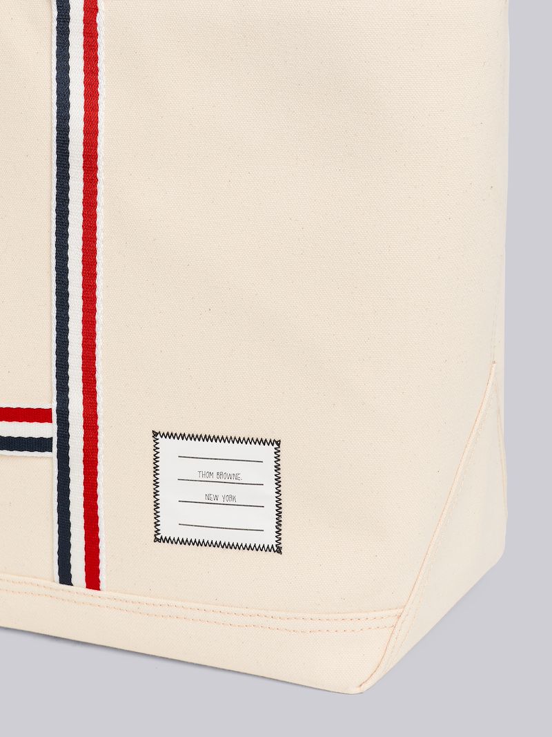 Off White Double Face Cotton Canvas Medium Tool Tote Bag