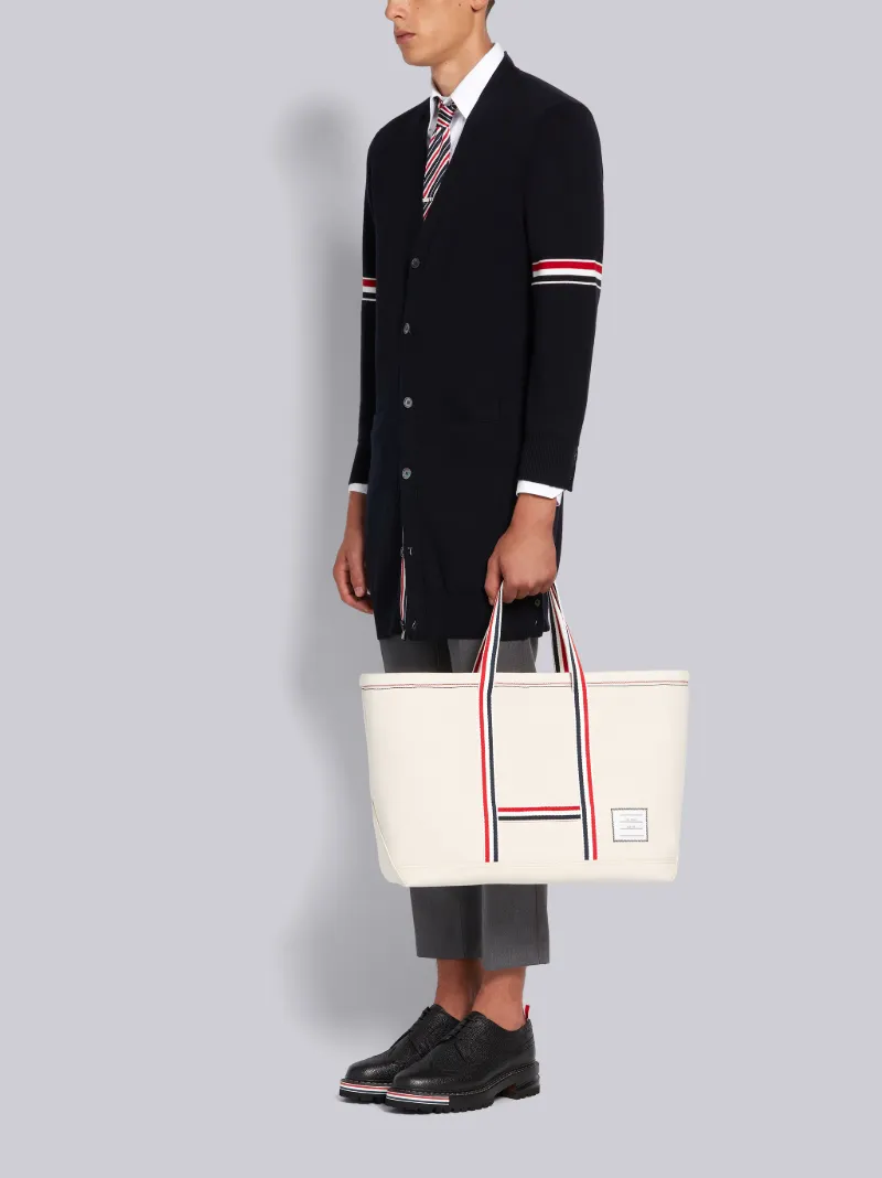 Off White Double Face Cotton Canvas Medium Tool Tote Bag
