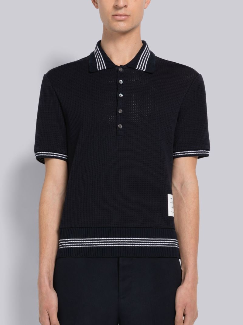 Open Stitch Waffle Tipping Polo