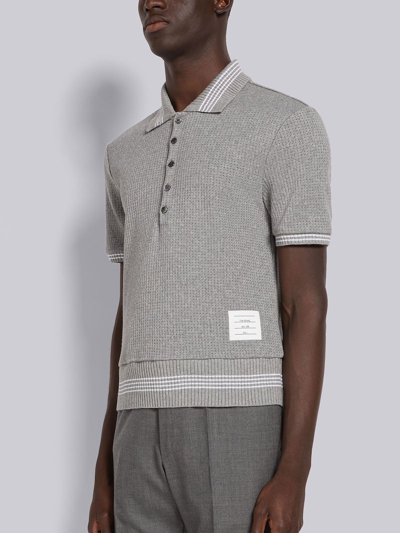 Open Stitch Waffle Tipping Polo