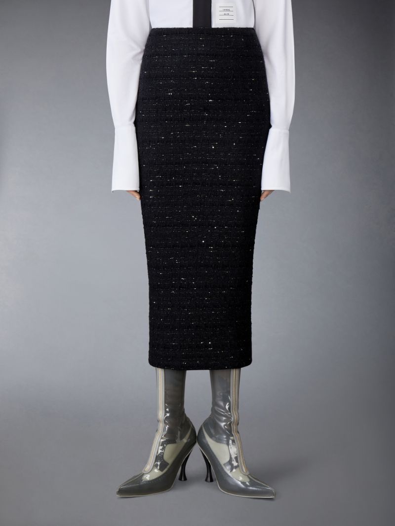 Organza Ribbon Tweed Low Rise Maxi Hobble Skirt | Thom Browne