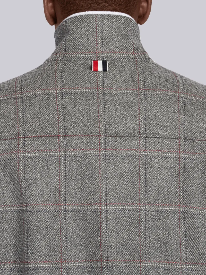 Oversized Windowpane Tweed Bomber