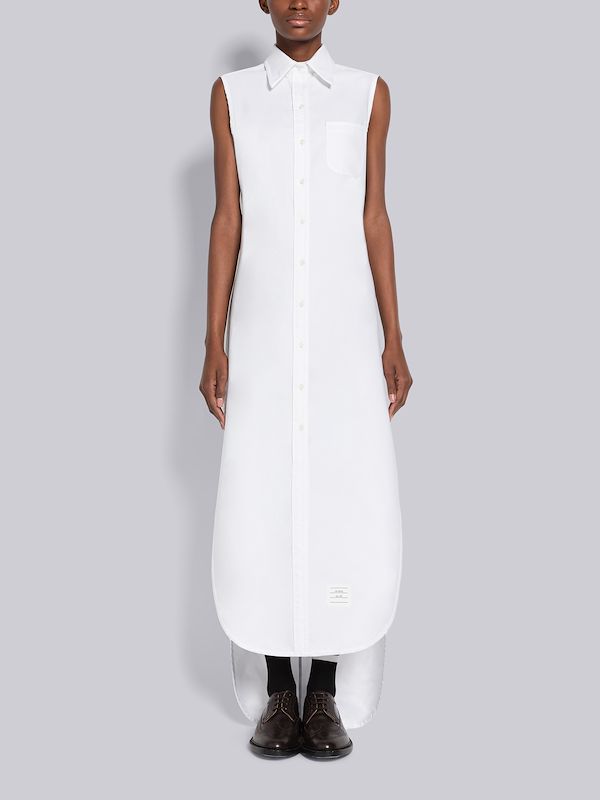 Oxford Sleeveless Back Stripe Shirtdress