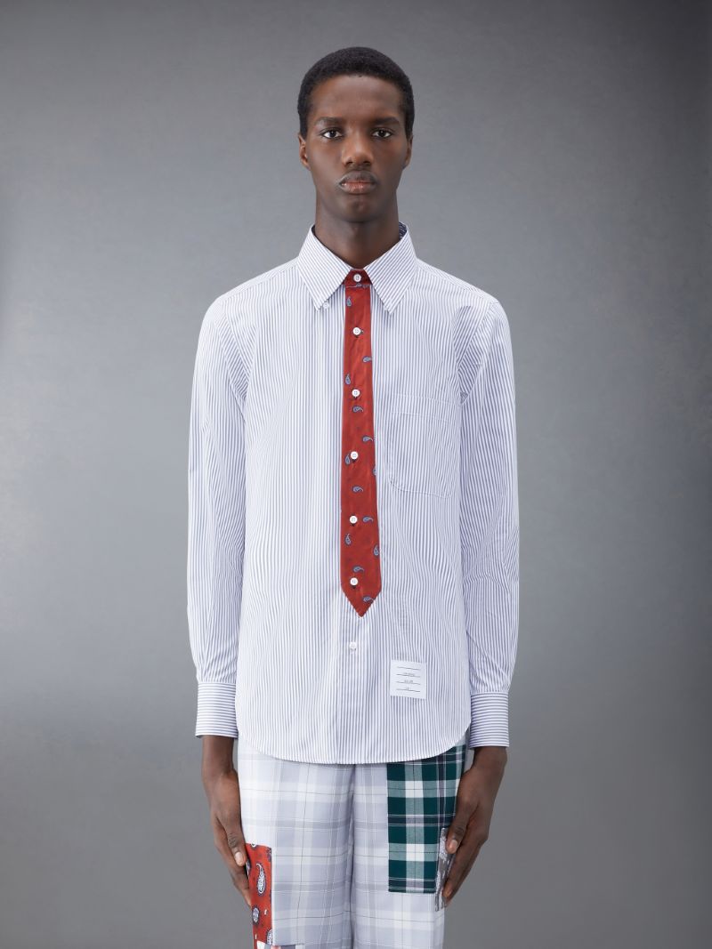 Paisley Jacquard Tie Straight Fit Shirt | Thom Browne