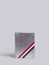 Passport Holder With Red, White And Blue Diagonal Stripe In Pebble Grain & Calf Leather
