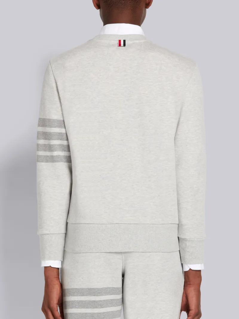 Pastel Grey Loopback Terry Tonal 4-Bar Relaxed Fit Crew Neck Sweatshirt