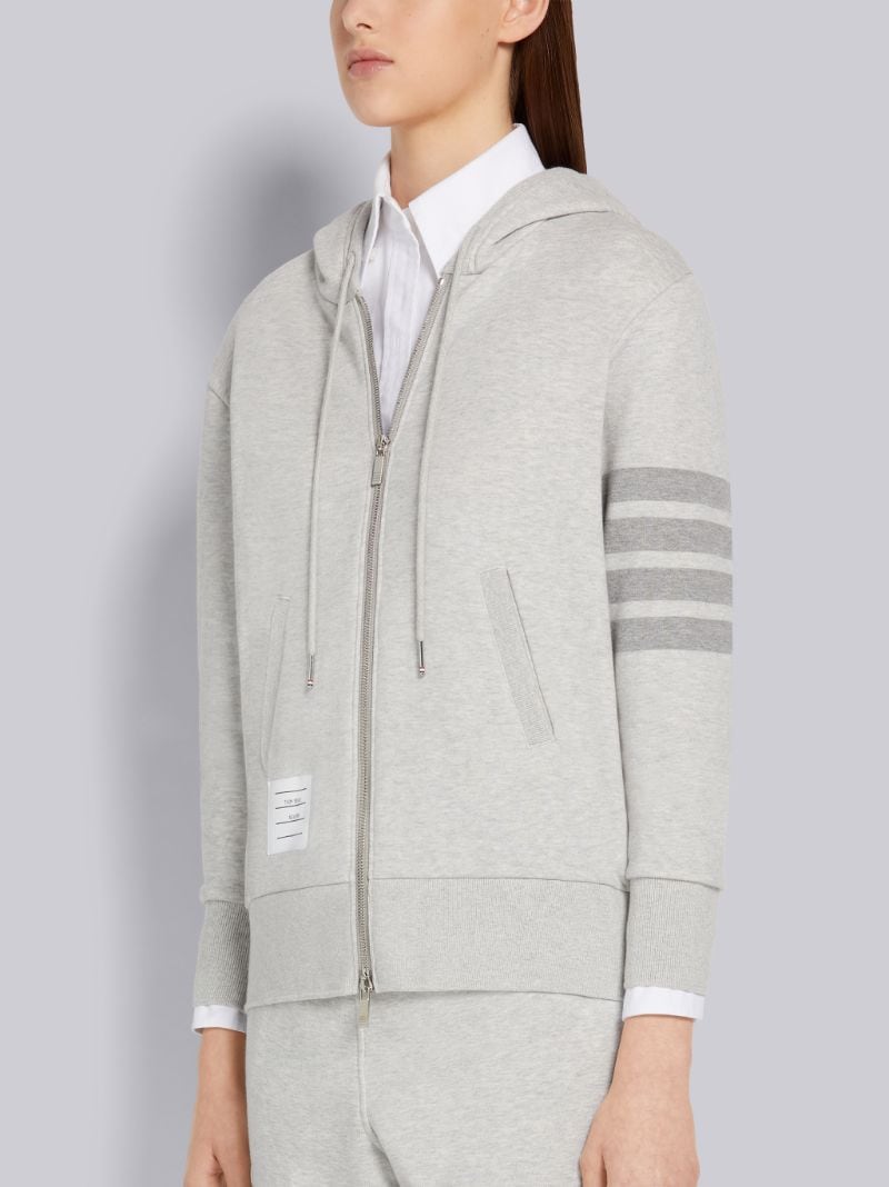 Pastel Grey Loopback Tonal 4-Bar Zip-Up Hoodie