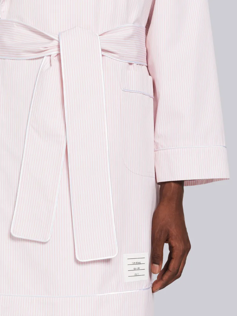 Patch Pocket Robe W/ Piping In University Stripe Poplin