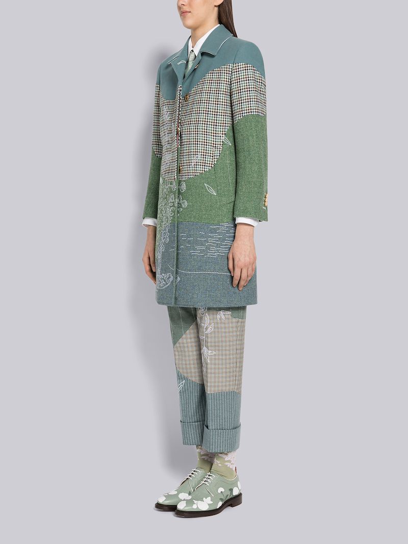 Patchwork Embroidered Bal Collar Overcoat