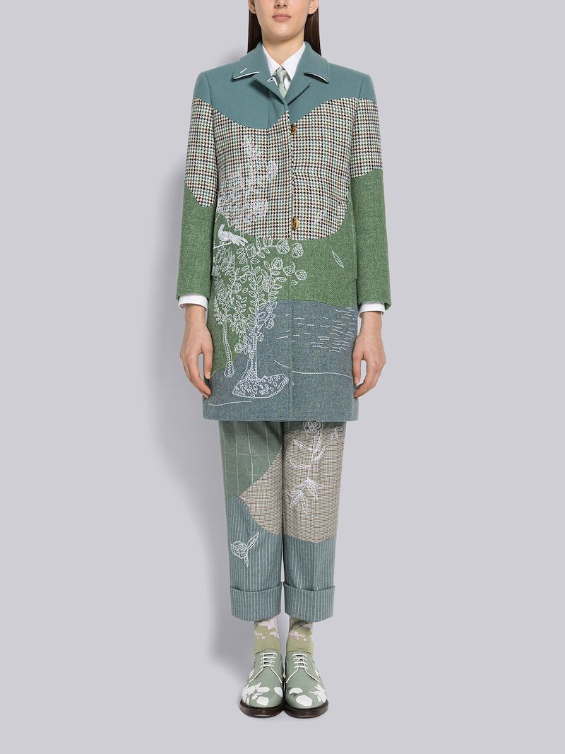 Patchwork Embroidered Bal Collar Overcoat