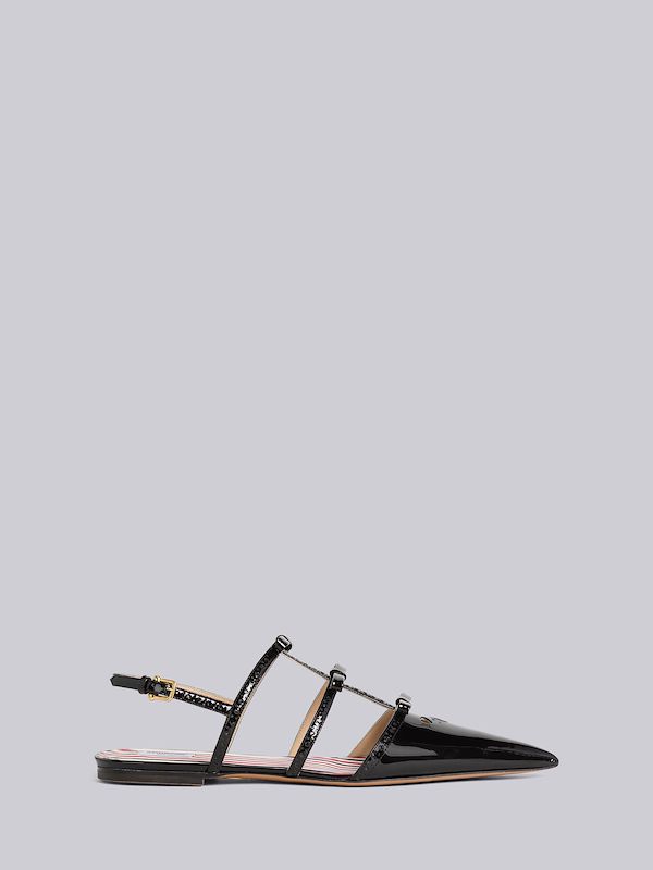 Patent Pointed Bow Slingback Flats