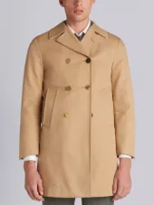 Peacoat With Red, White And Blue Taped Seams & Button-out Beaver Lining In Khaki Mackintosh