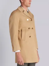 Peacoat With Red, White And Blue Taped Seams & Button-out Beaver Lining In Khaki Mackintosh