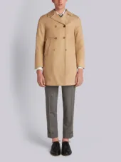 Peacoat With Red, White And Blue Taped Seams & Button-out Beaver Lining In Khaki Mackintosh
