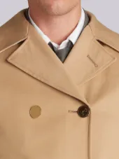 Peacoat With Red, White And Blue Taped Seams & Button-out Beaver Lining In Khaki Mackintosh