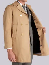 Peacoat With Red, White And Blue Taped Seams & Button-out Beaver Lining In Khaki Mackintosh