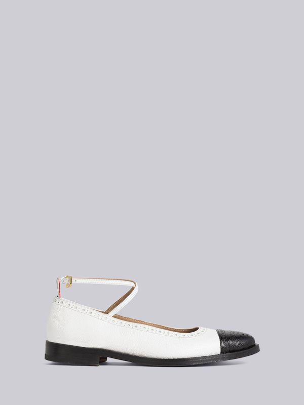 Pebble Grain Ankle Strap Court Shoe