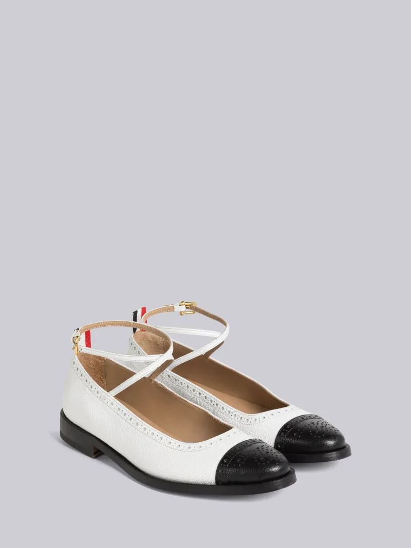 Pebble Grain Ankle Strap Court Shoe