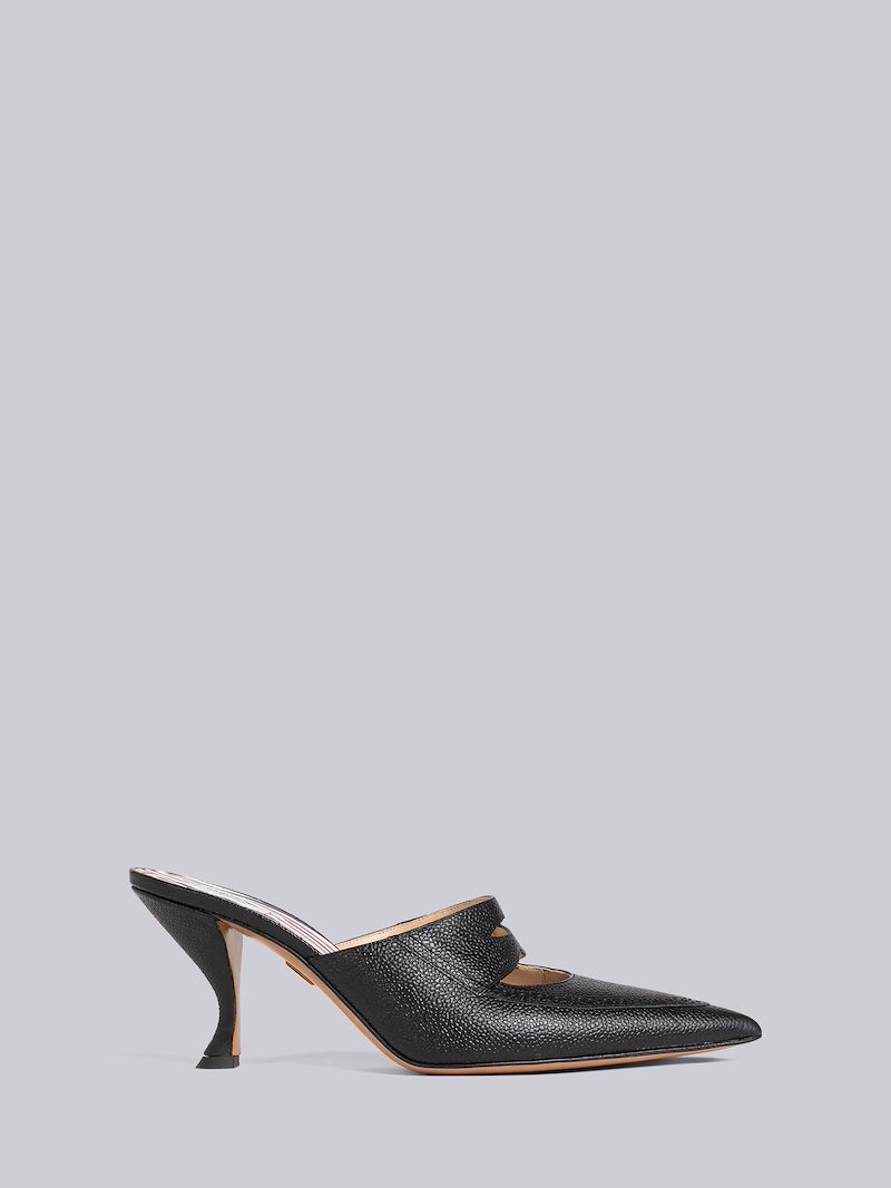 Pebble Grain Cut Out Penny Loafer Mule