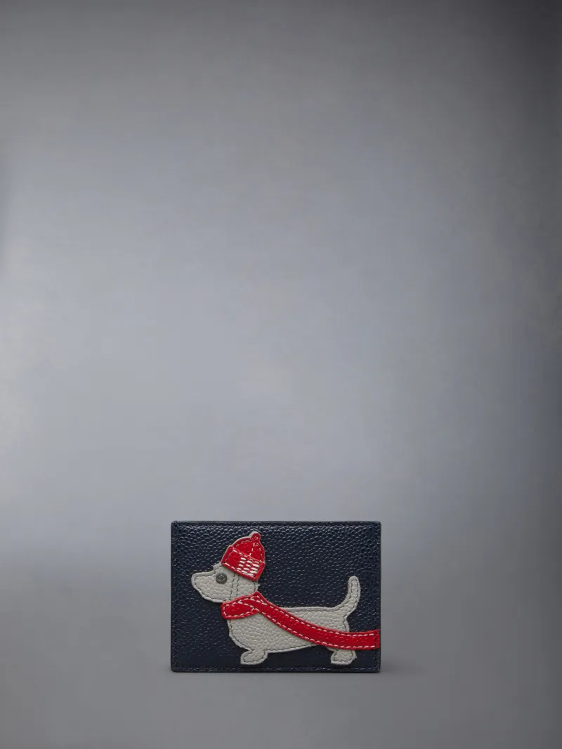 Pebble Grain Hector Single Card Holder Thom Browne