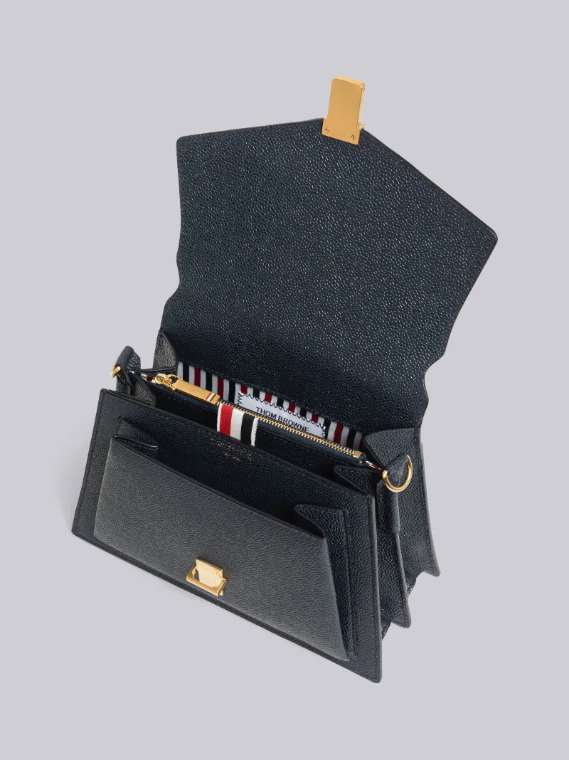 Pebble Grain Leather 4-Bar Trapeze Bag