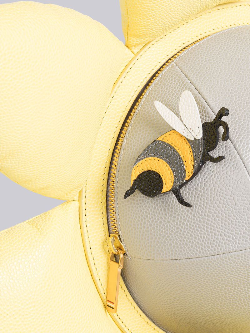 Pebble Grain Leather Flower Backpack