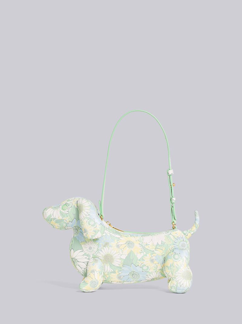 Pebble Grain Leather Flower Hector Baguette Bag