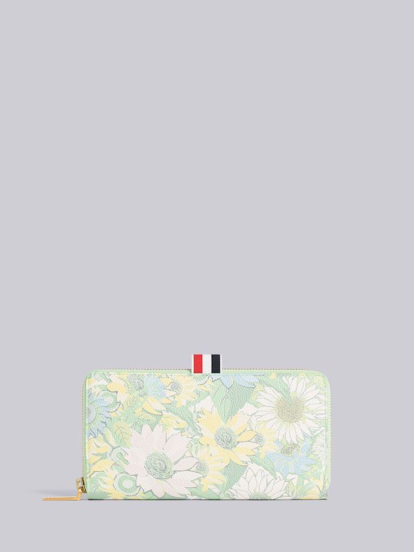 PEBBLE GRAIN LEATHER FLOWER ICON SLIM ZIPAROUND PURSE