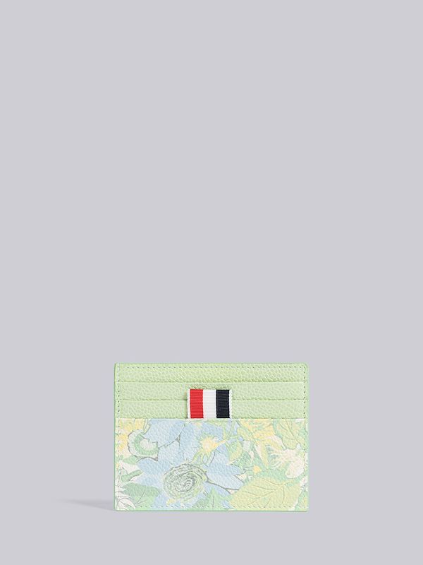 PEBBLE GRAIN LEATHER FLOWER PRINT SINGLE CARD HOLDER