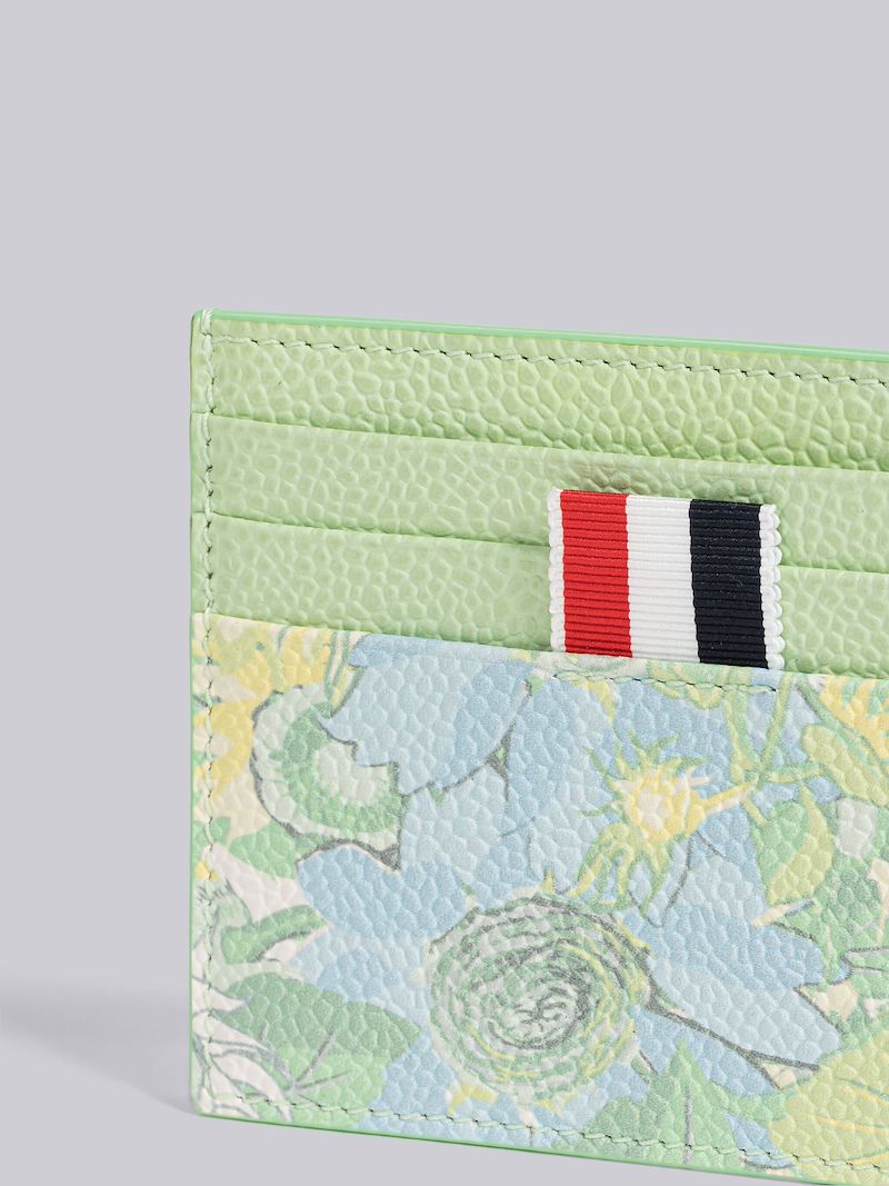 PEBBLE GRAIN LEATHER FLOWER PRINT SINGLE CARD HOLDER