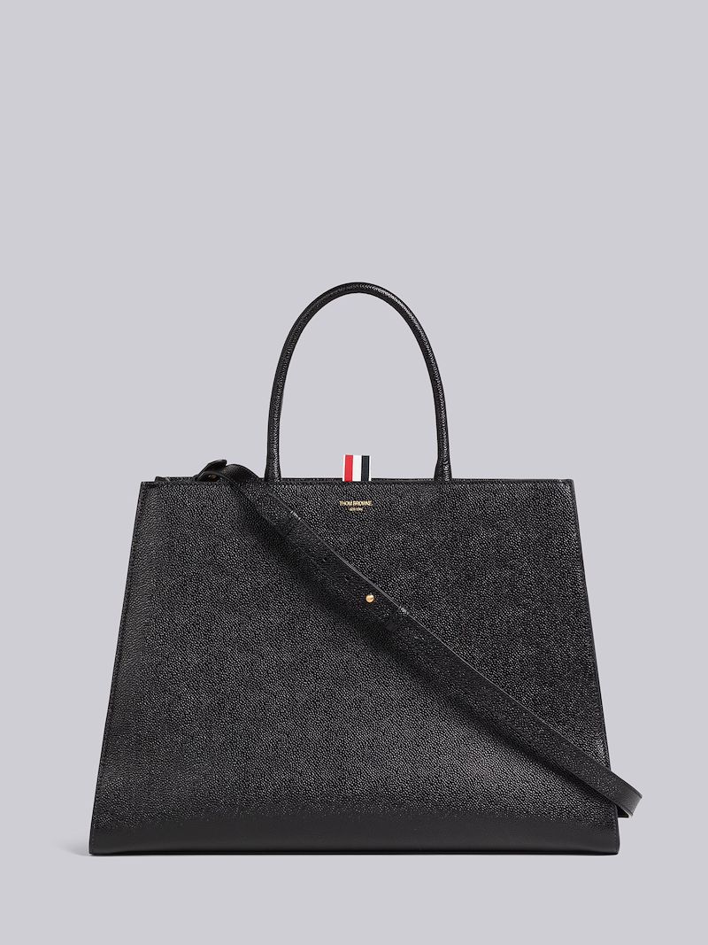 Pebble Grain Leather Large Trapeze Tote