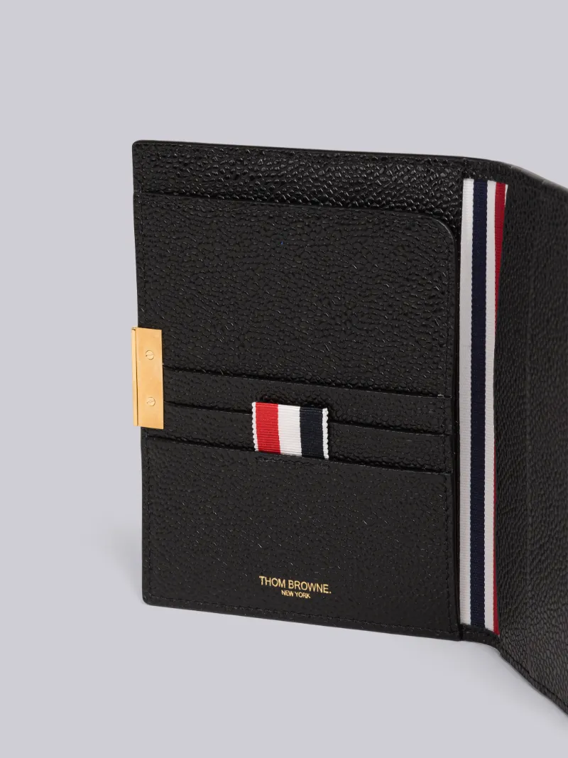 Pebble Grain Leather Lock Passport Holder | Thom Browne