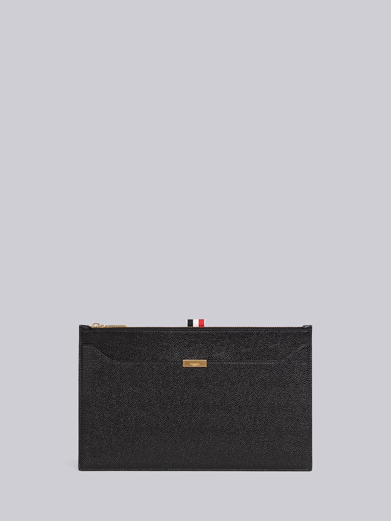 Pebble Grain Leather Lock Small Document Holder Thom Browne Official