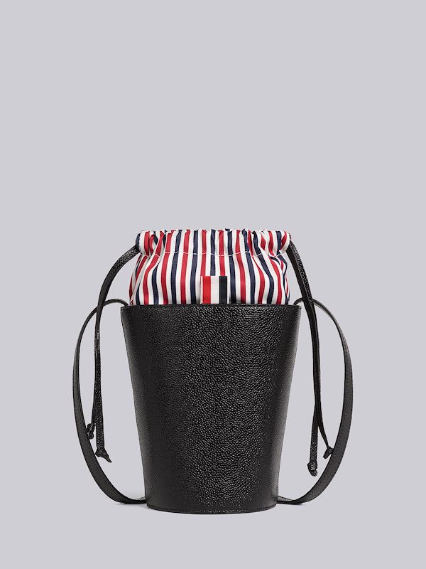 Pebble Grain Leather Mini Bucket Bag