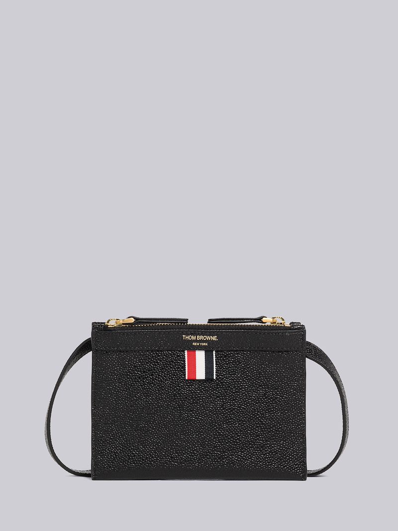 Pebble Grain Leather Mini Document Holder Crossbody