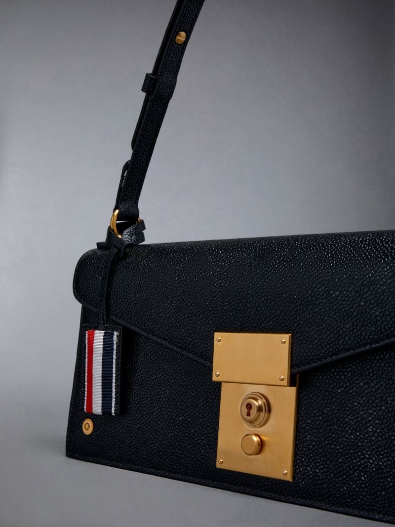Thom Browne - Pebble Grain Leather Mrs. Thom Baguette Bag - One Size - Black - Female