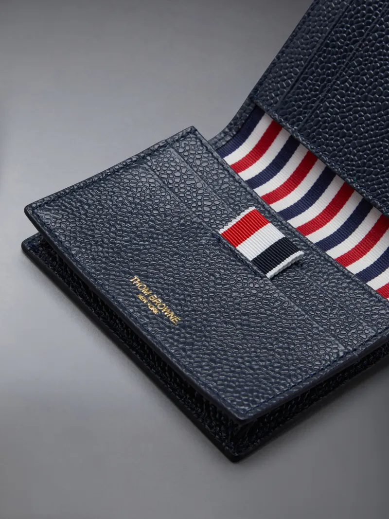 Pebble Grain Leather Note Compartment Single Card Holder Thom Browne