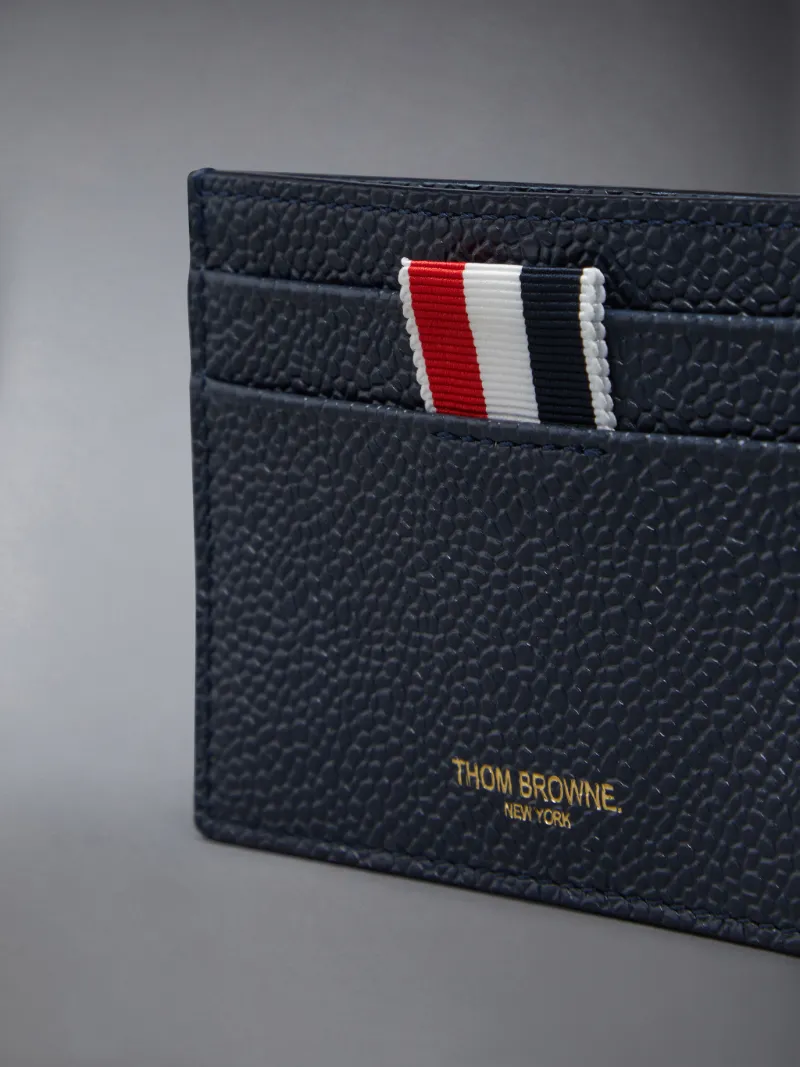 Pebble Grain Leather Single Card Holder Thom Browne Official